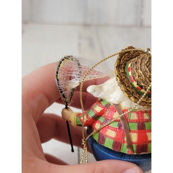Rustic bobblehead Santa Fisher AS IS ornament fish net - Picture 6 of 7